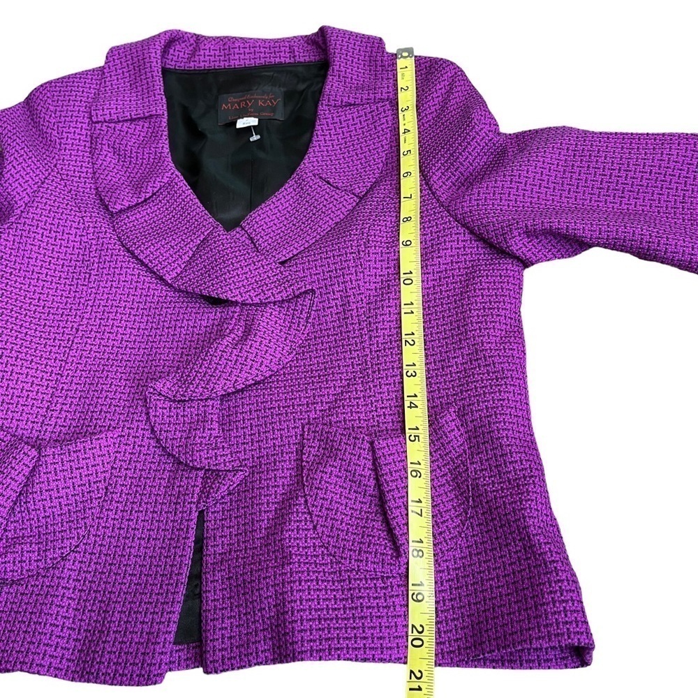 Mary Kay Purple Ruffle Blazer 6 Tweed Work Jacket Wool Blend - Picture 10 of 10